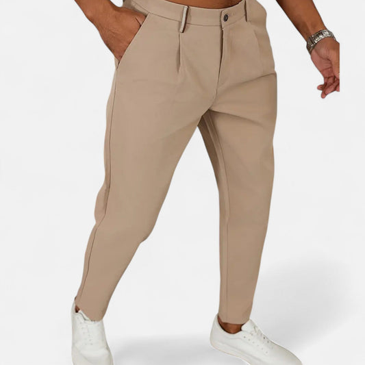Classic Pleated Business Trousers - Khaki