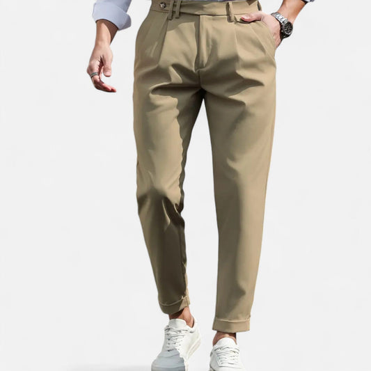 Slim-Fit Pleated Suit Trousers - Khaki