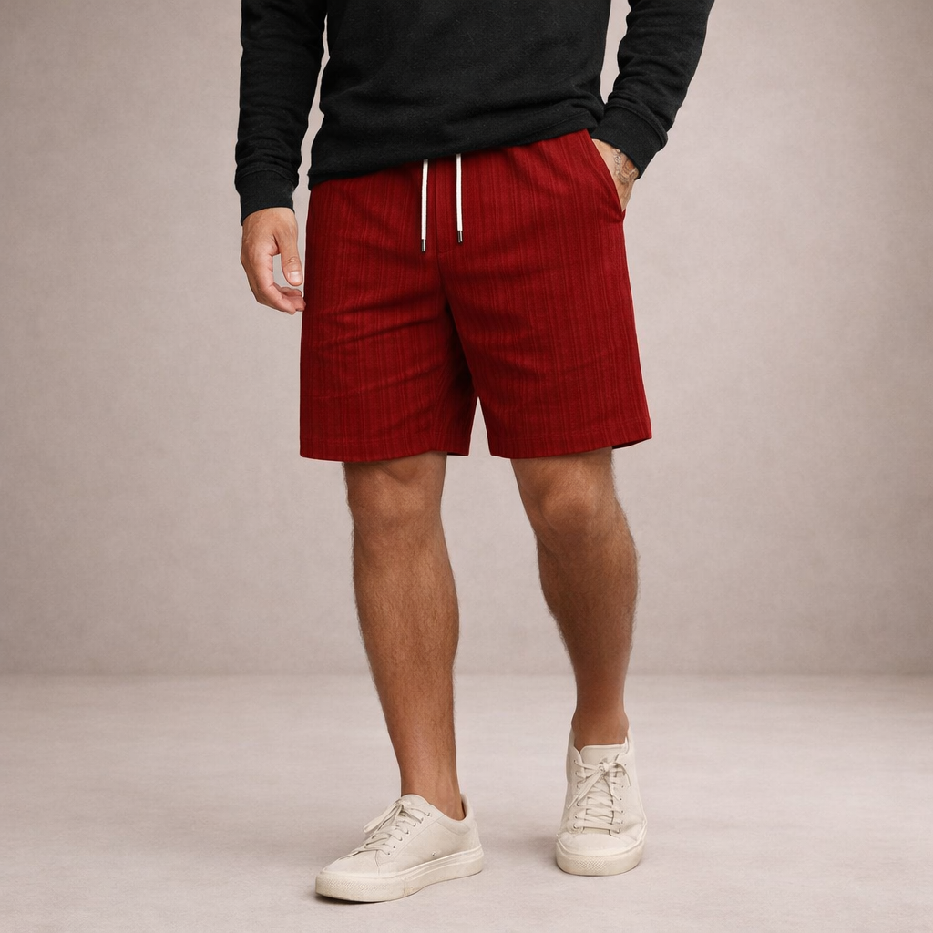 Men's Linen Shorts - Red