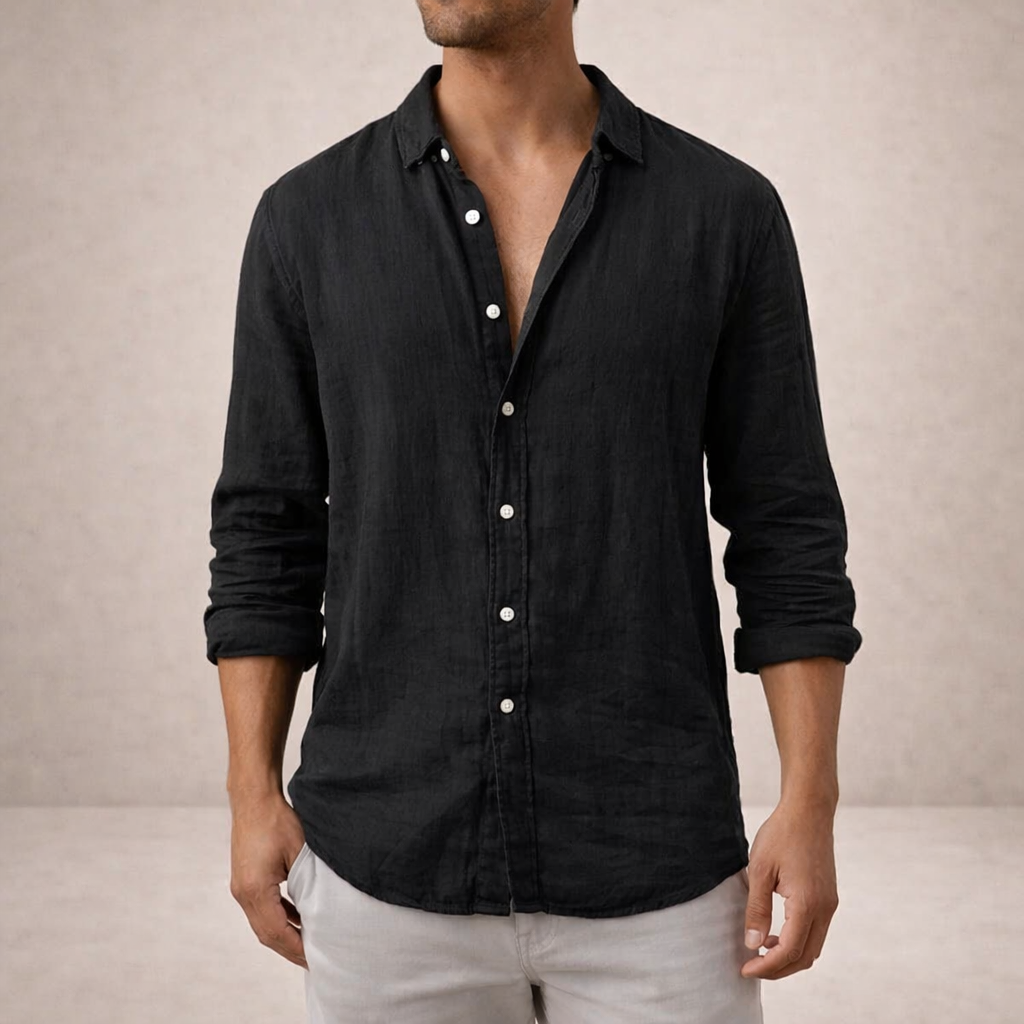 Men's Linen Shirt - Black
