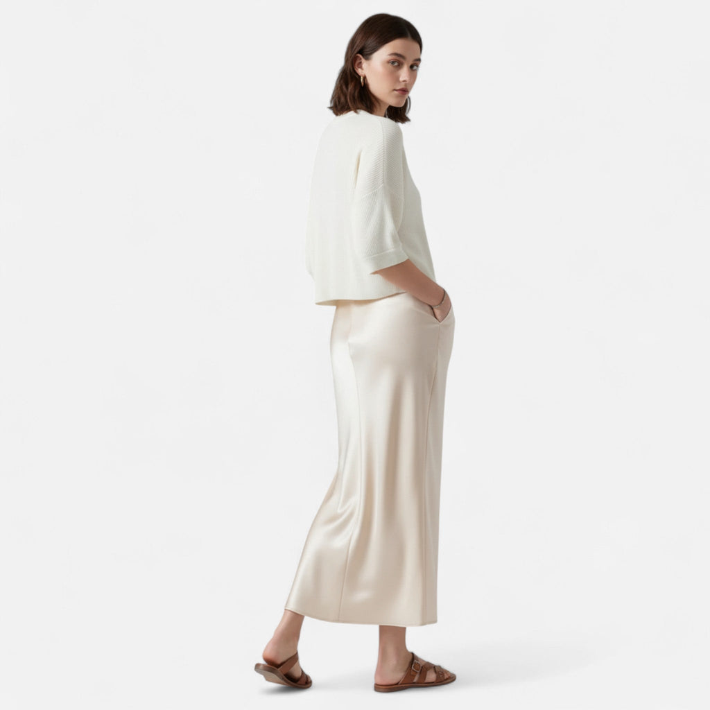 Old Money Silk Skirt - Beige lifestyle