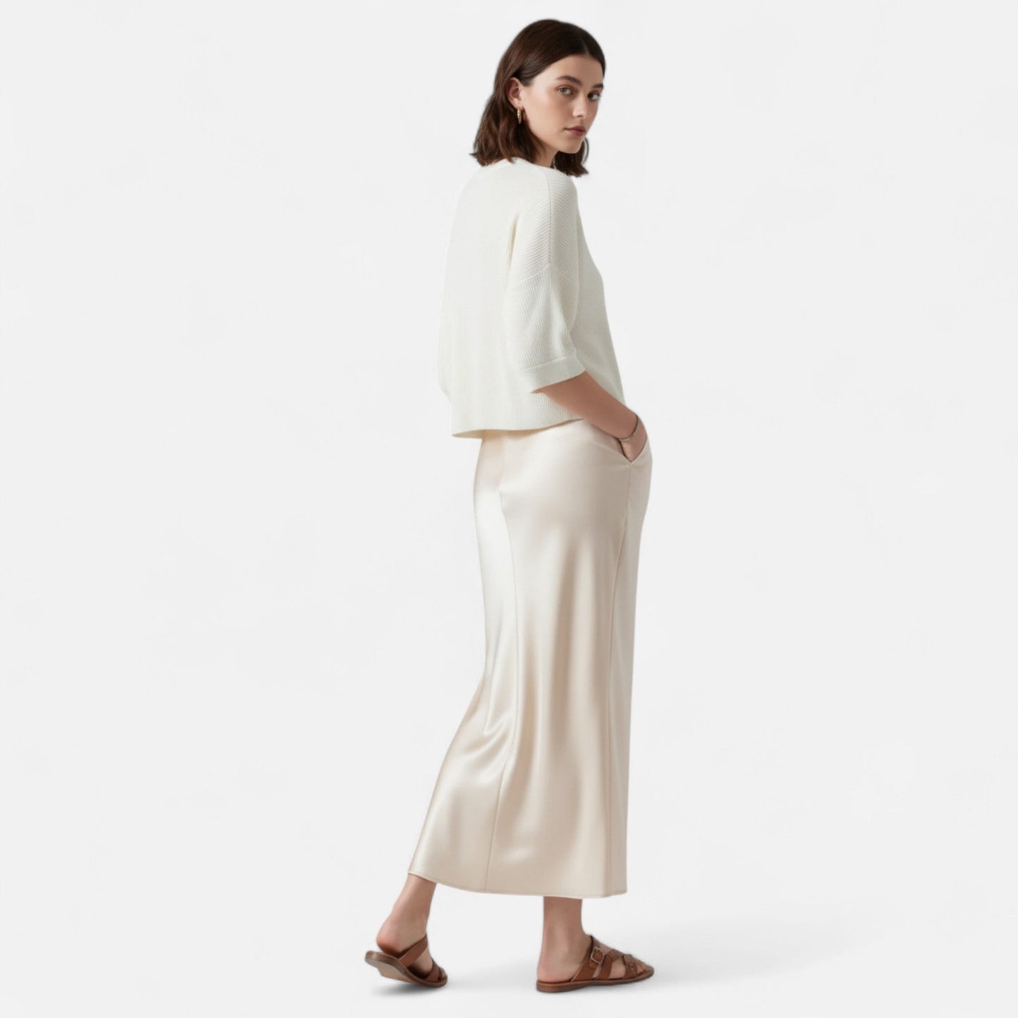 Old Money Silk Skirt - Beige lifestyle