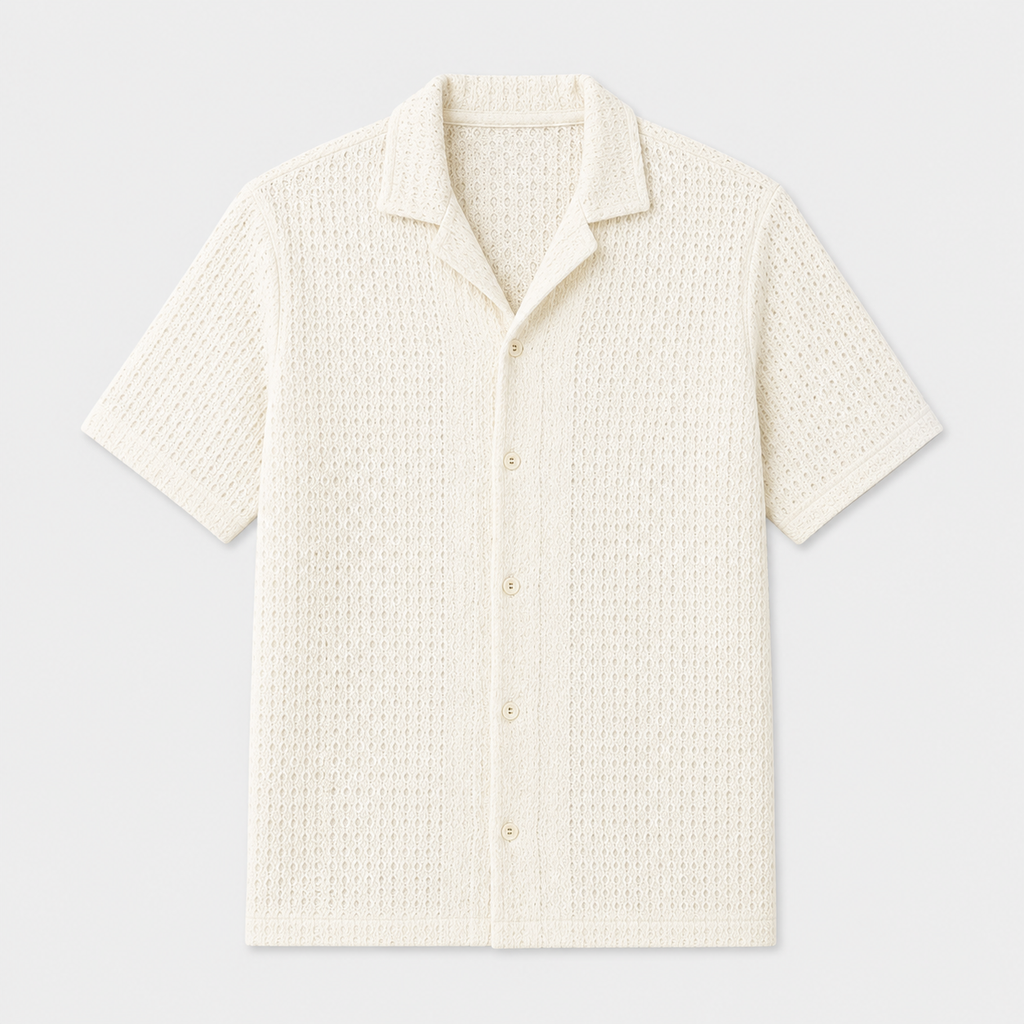 Elegant Smart Casual Shirt - White checkered flat