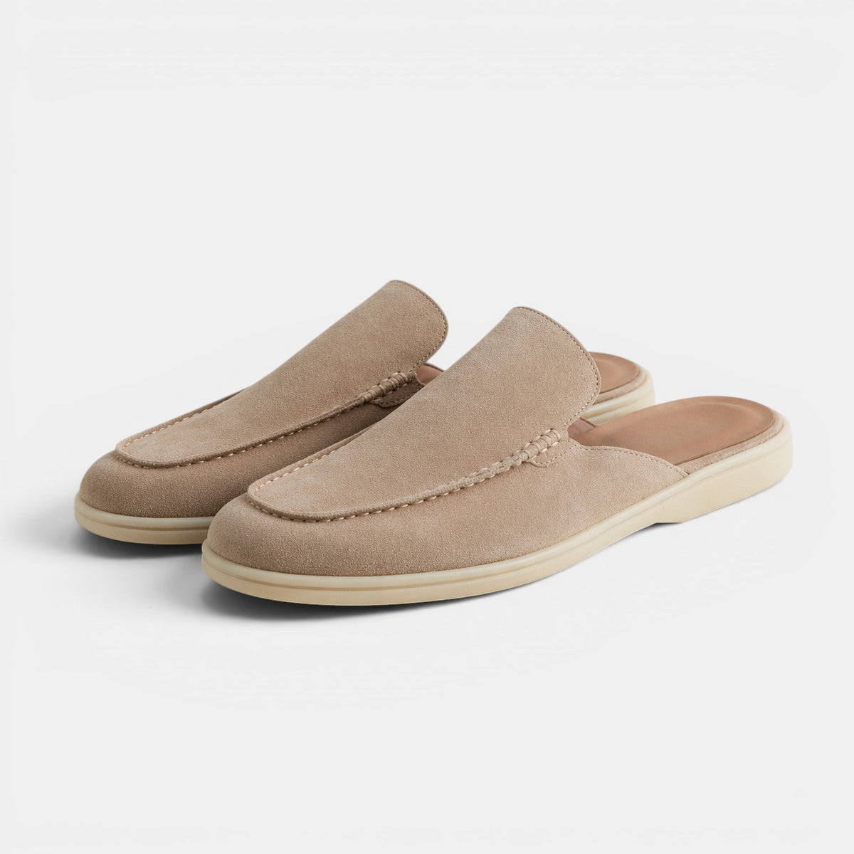 Slip-On Suede Mules - Beige alternate