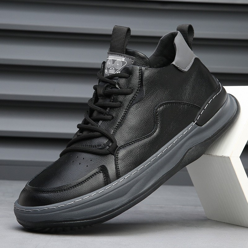 Alberti Leather Trainers - Black Beige