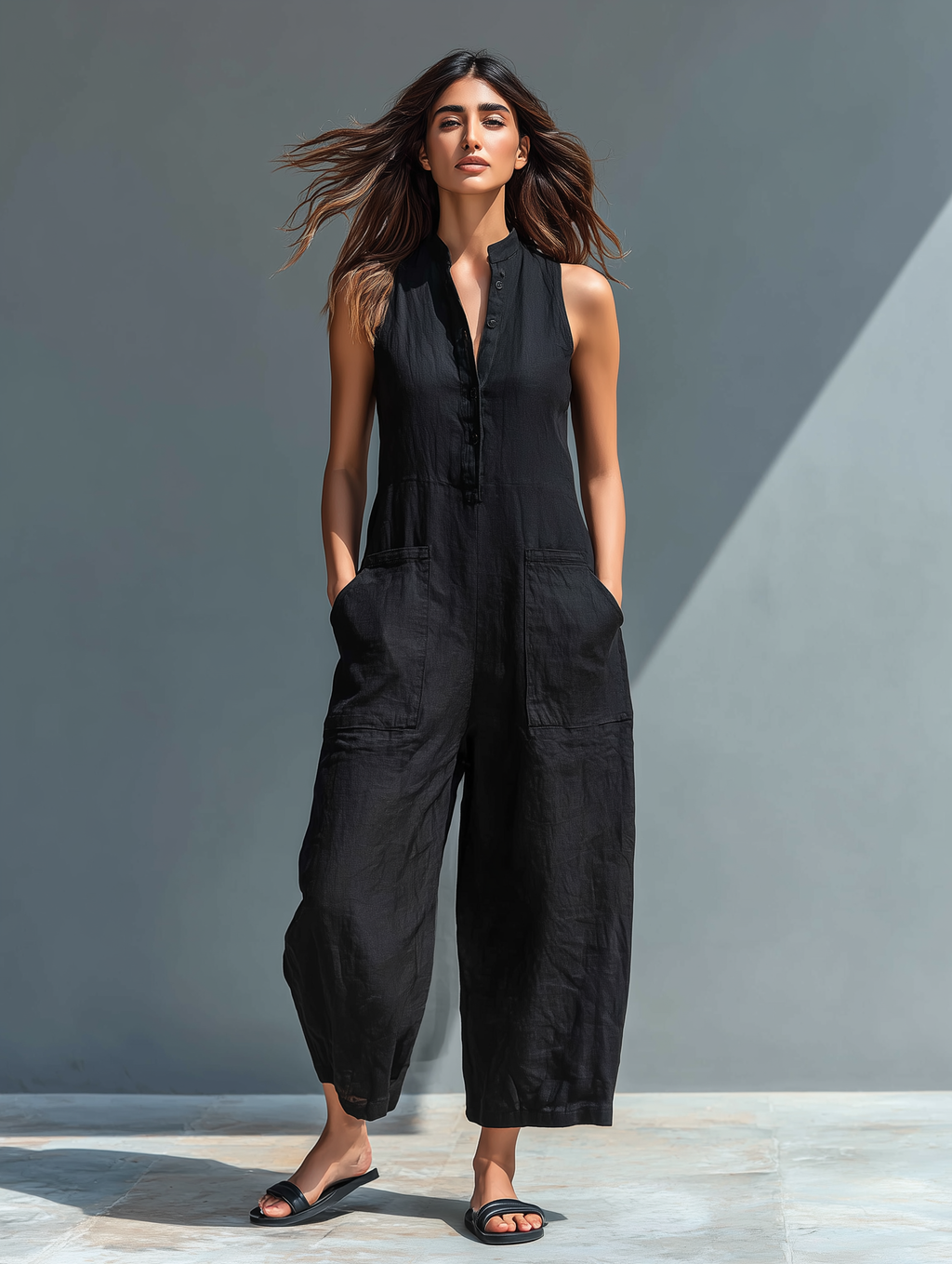 Solid Straight Cut Jumpsuit - view 10