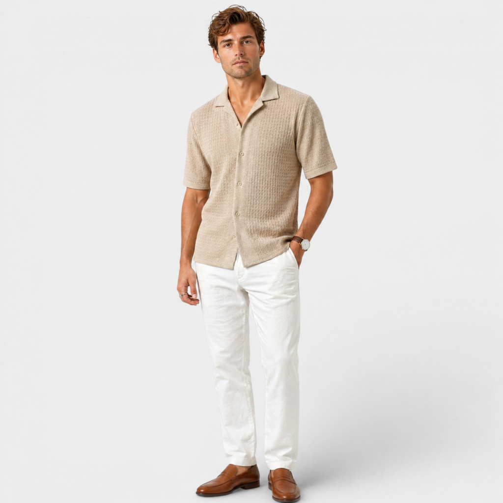 Elegant Smart Casual Shirt - Beige front