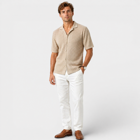 Elegant Smart Casual Shirt - Beige front