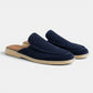 Slip-On Suede Mules - Navy
