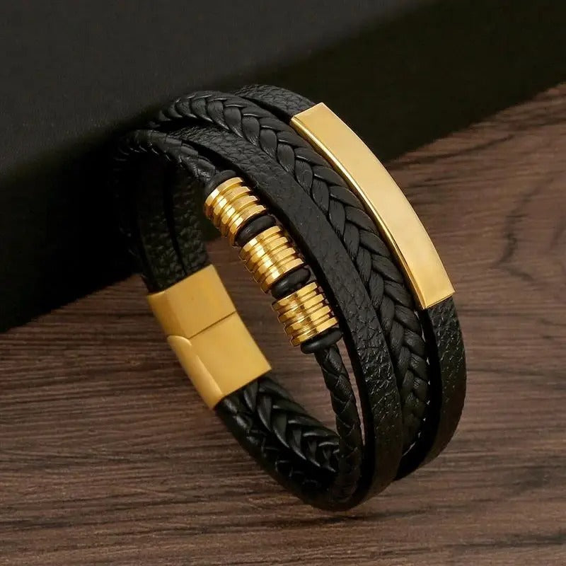 Men's Leather Bracelet - Black