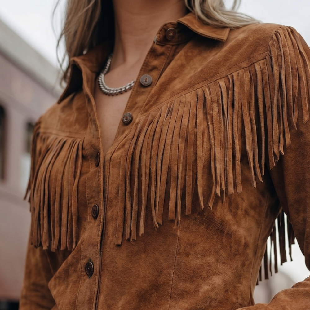 Fringe Suede Shirt Jacket - detail 4