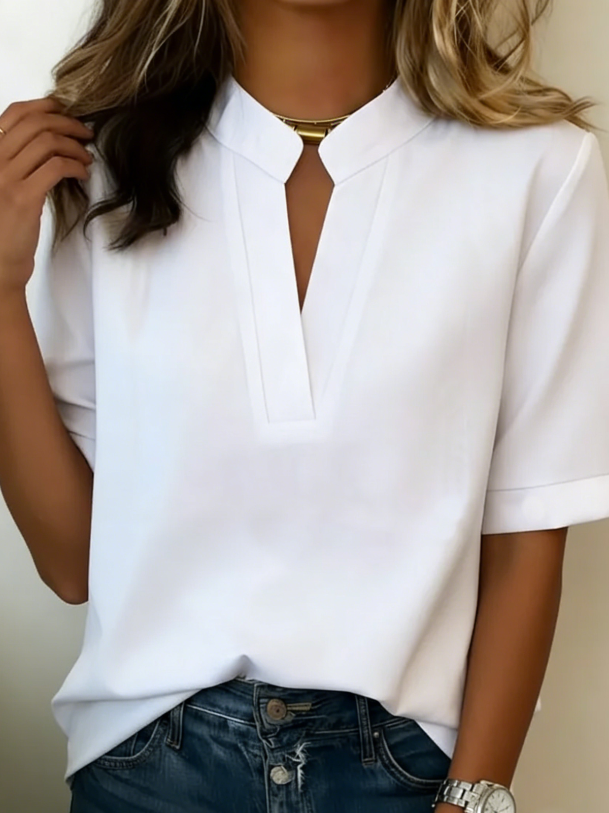 Split Neckline Blouse - view 3