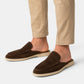 Slip-On Suede Mules - Brown styled