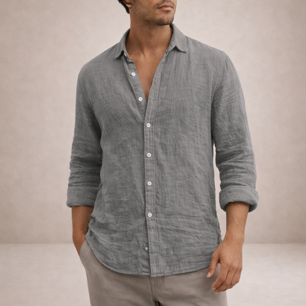 Men's Linen Shirt - Grey