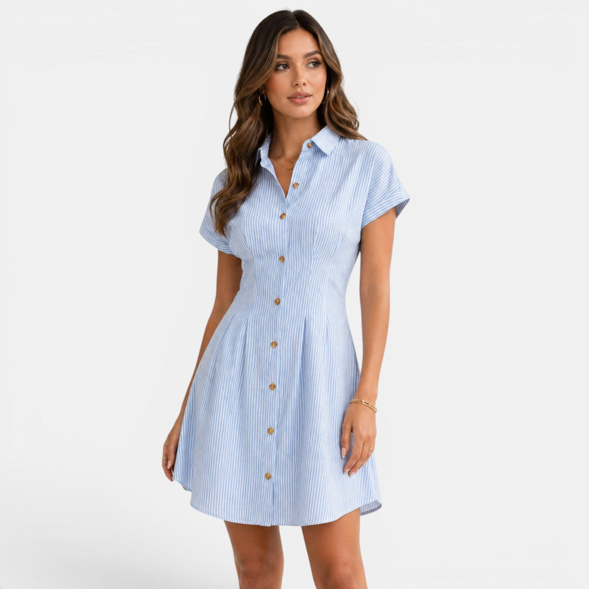 Classic Summer Midi Shirt Dress - front