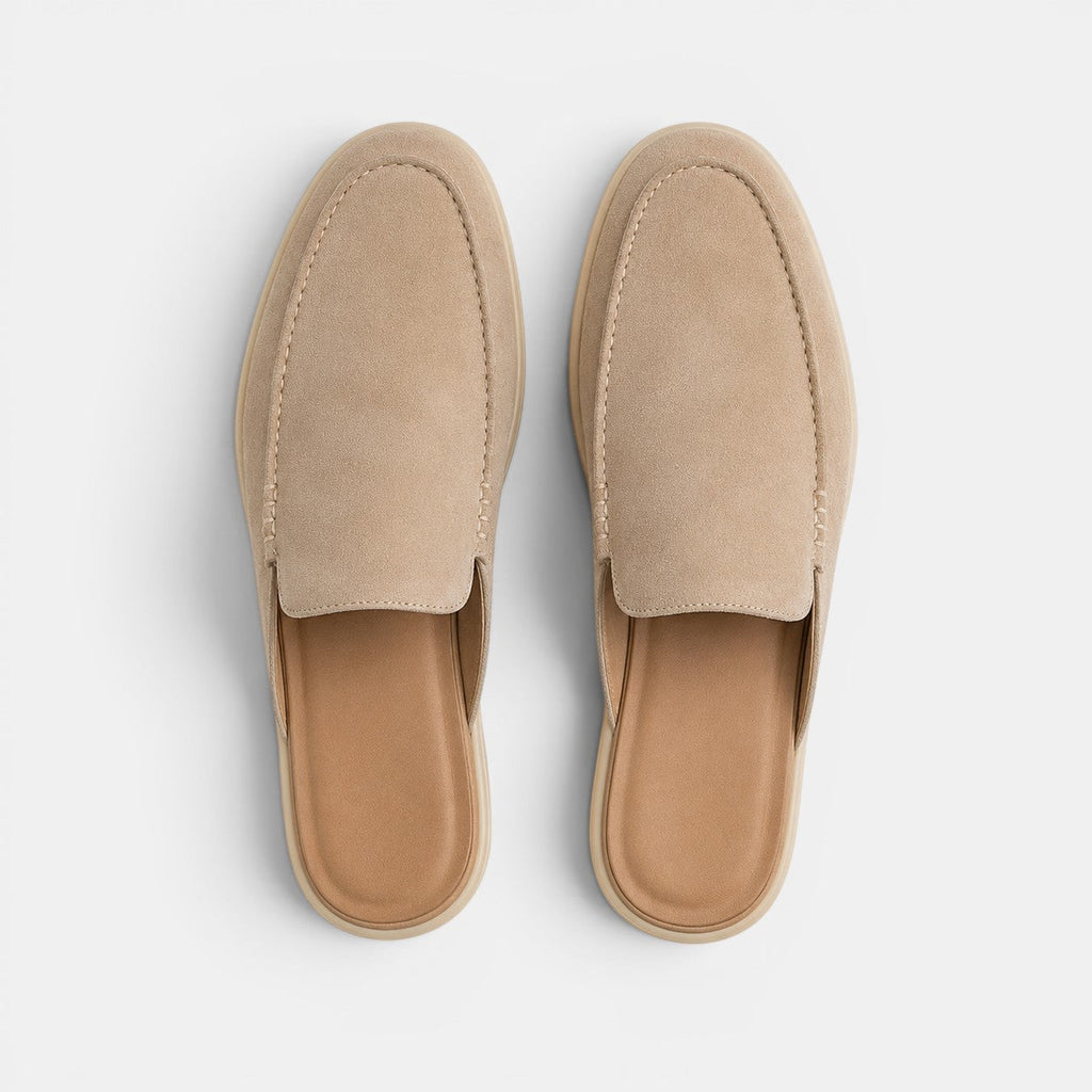 Slip-On Suede Mules - Beige detail