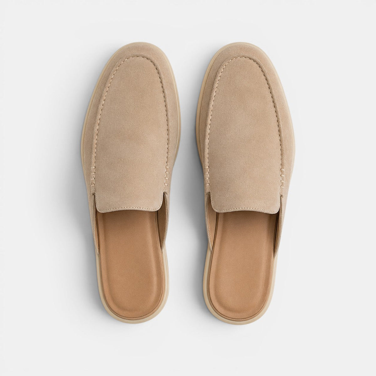 Slip-On Suede Mules - Beige detail