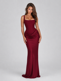 Bodycon Corset Maxi Dress - Burgundy