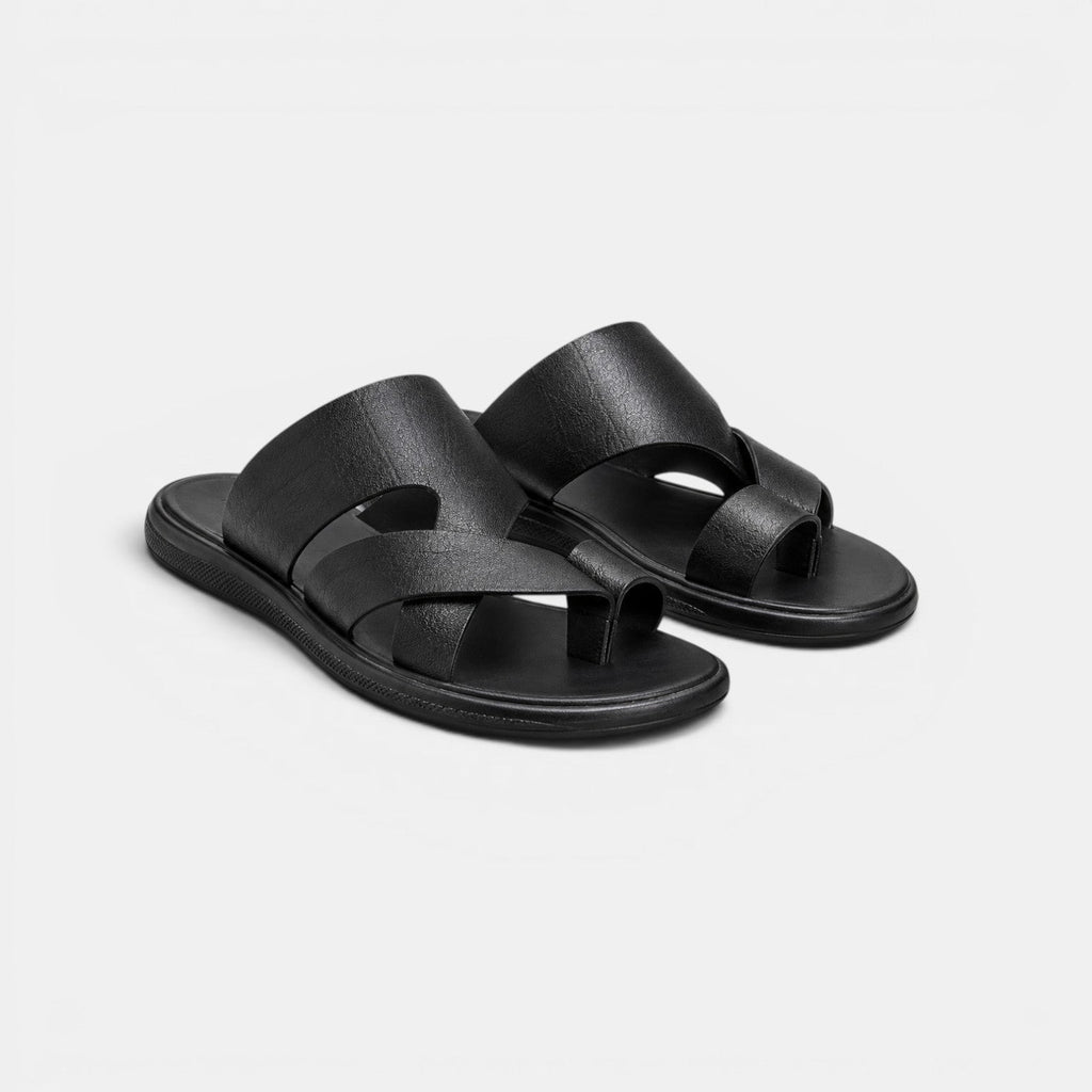 Comfortable Leather Sandals - Black main