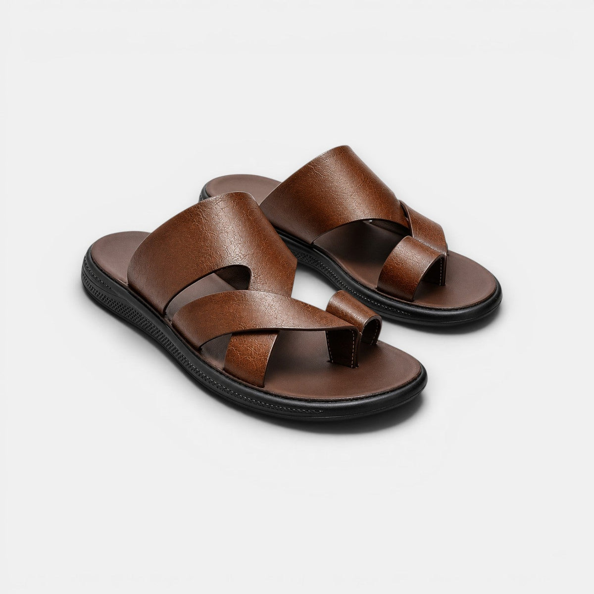 Comfortable Leather Sandals - Brown main