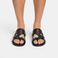 Comfortable Leather Sandals - Black worn