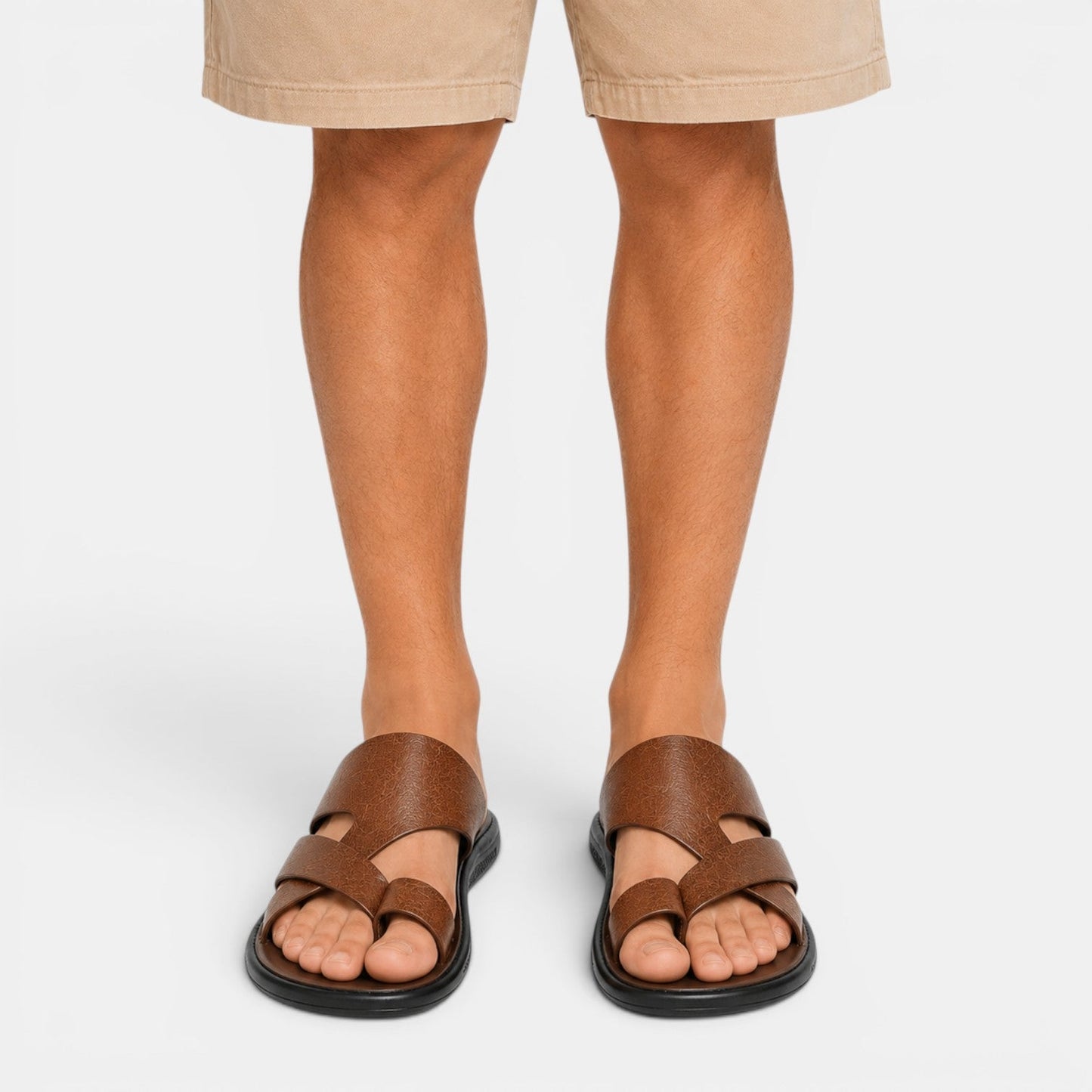 Comfortable Leather Sandals - Brown styled