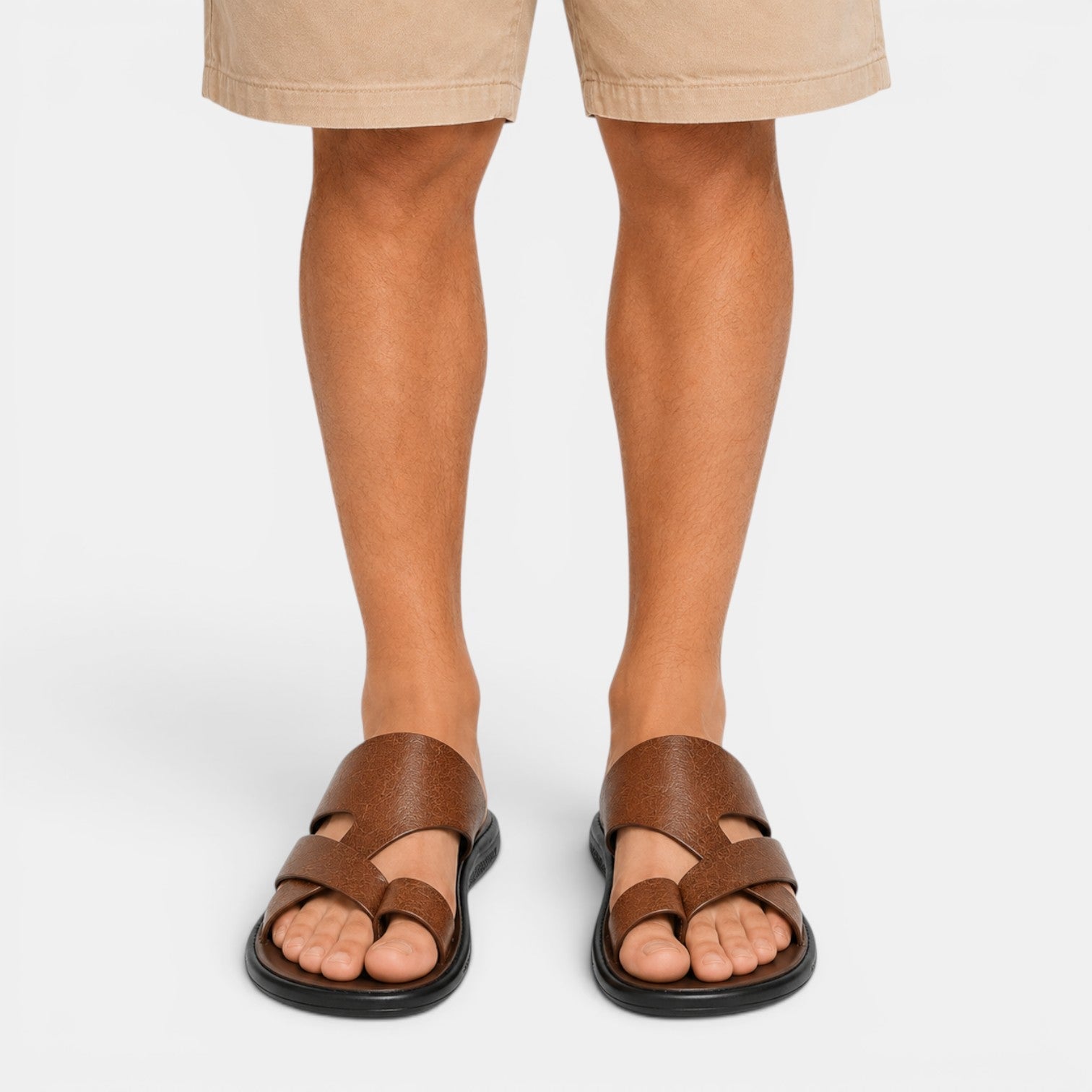 Comfortable Leather Sandals - Brown styled