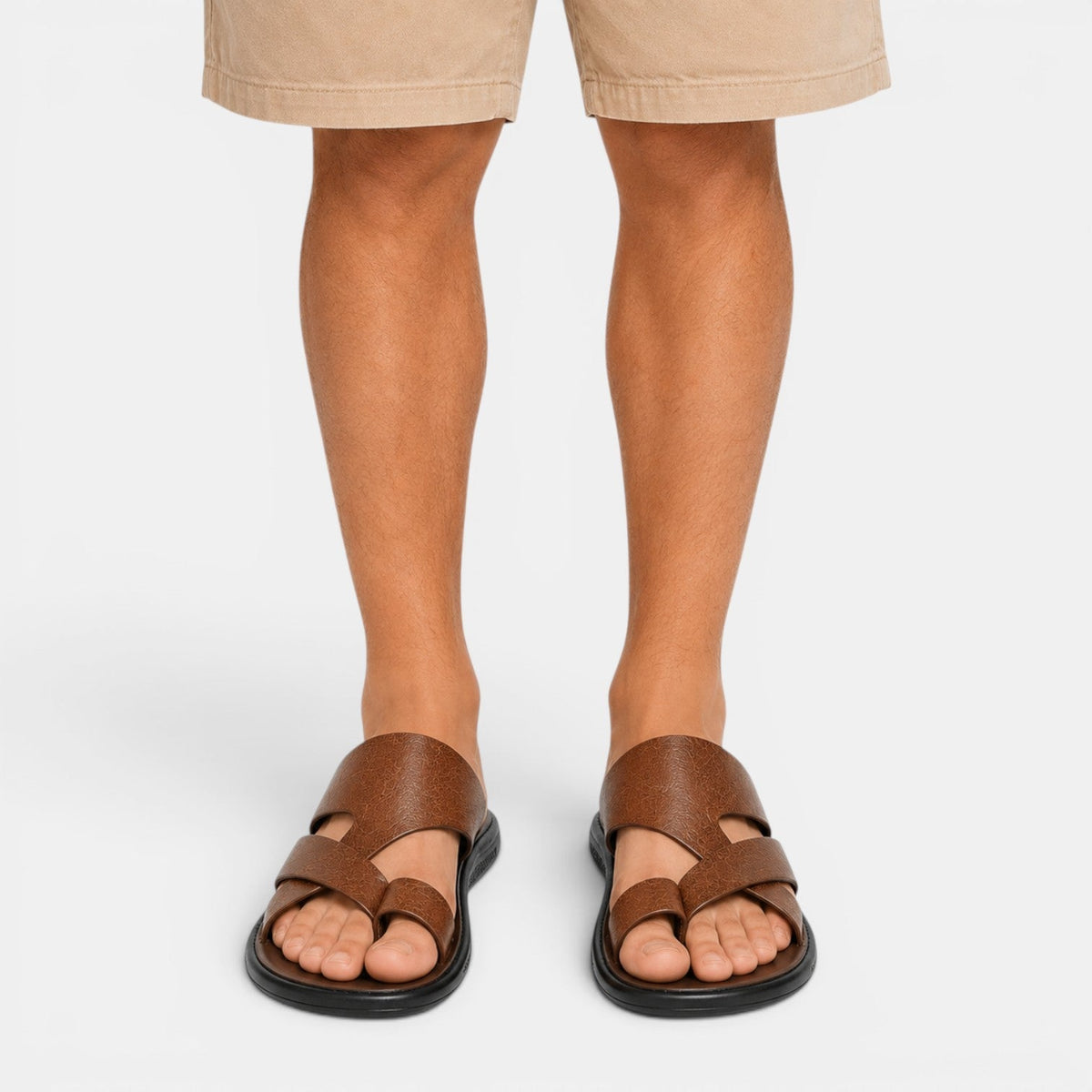 Comfortable Leather Sandals - Brown styled