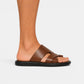 Comfortable Leather Sandals - Brown worn foot