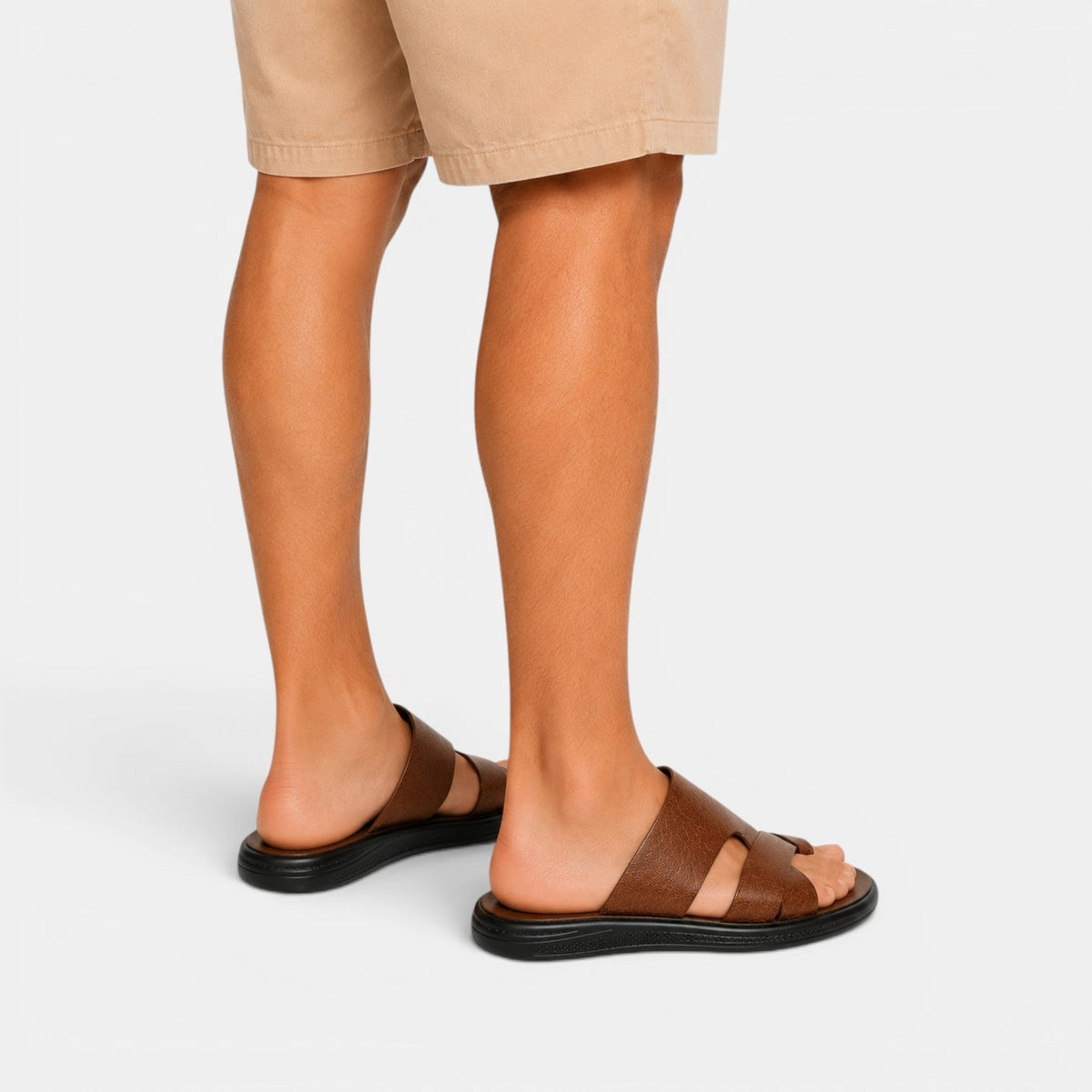 Comfortable Leather Sandals - Brown styled 2