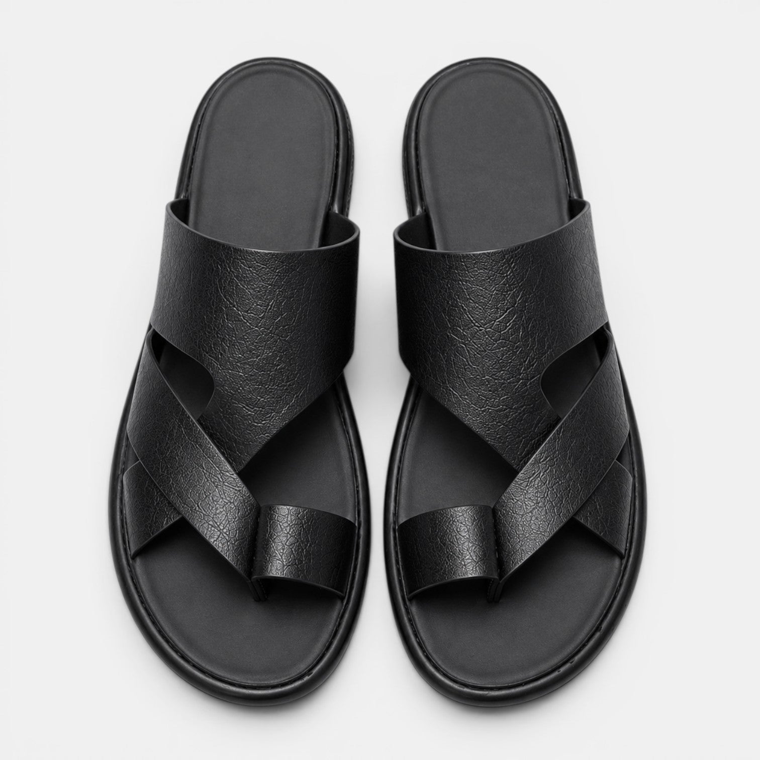 Comfortable Leather Sandals - Black side