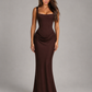 Bodycon Corset Maxi Dress - Brown