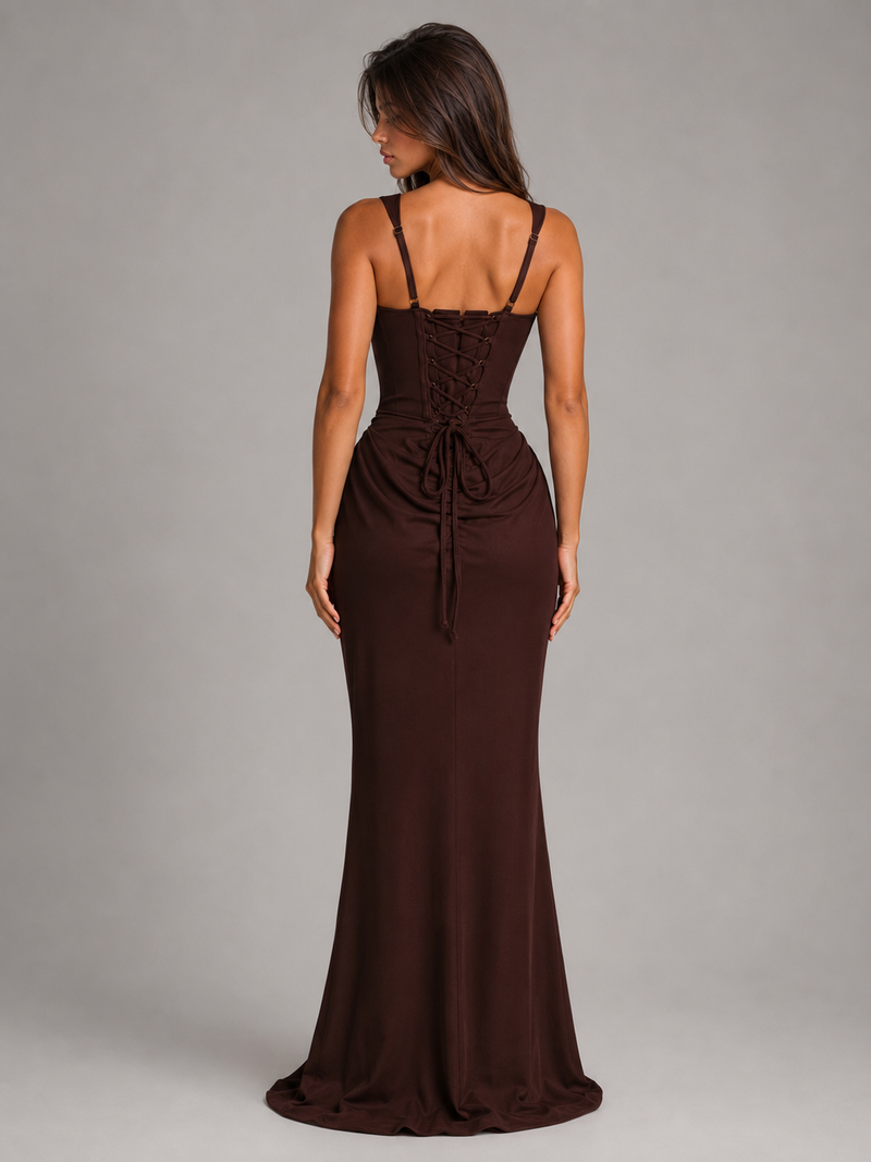 Bodycon Corset Maxi Dress - back detail
