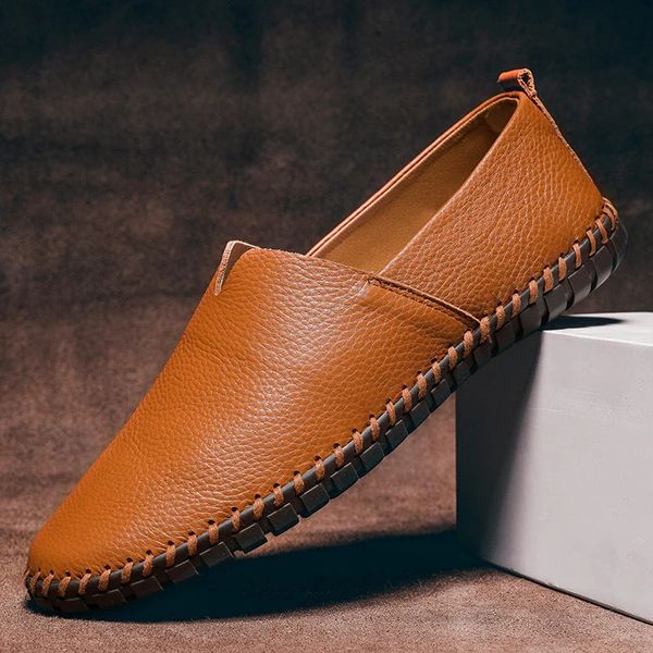 Massimo Leather Loafers - grained leather detail