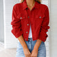 Cropped Denim Jacket - Red