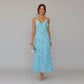 Elegant Ruffle Maxi Dress - Light Blue