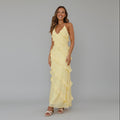 Elegant Ruffle Maxi Dress - Yellow