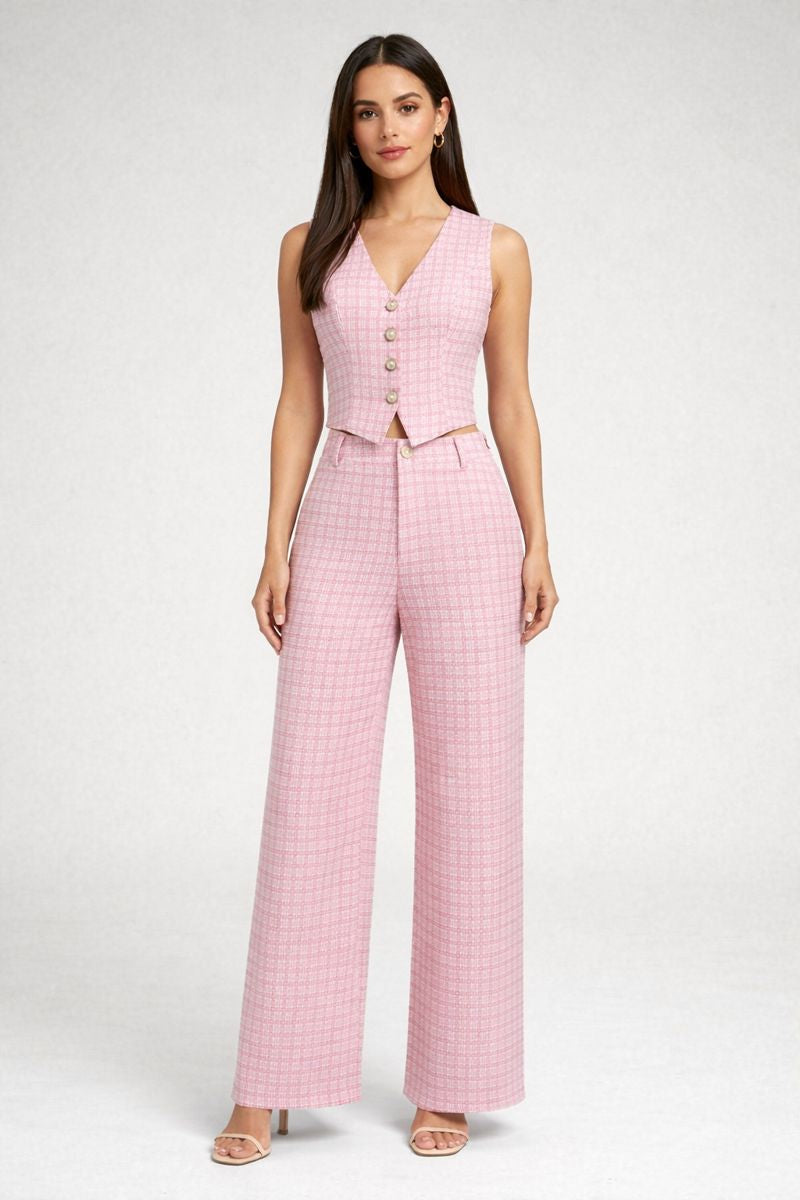 Pink Two-Piece Set - waistcoat and trousers