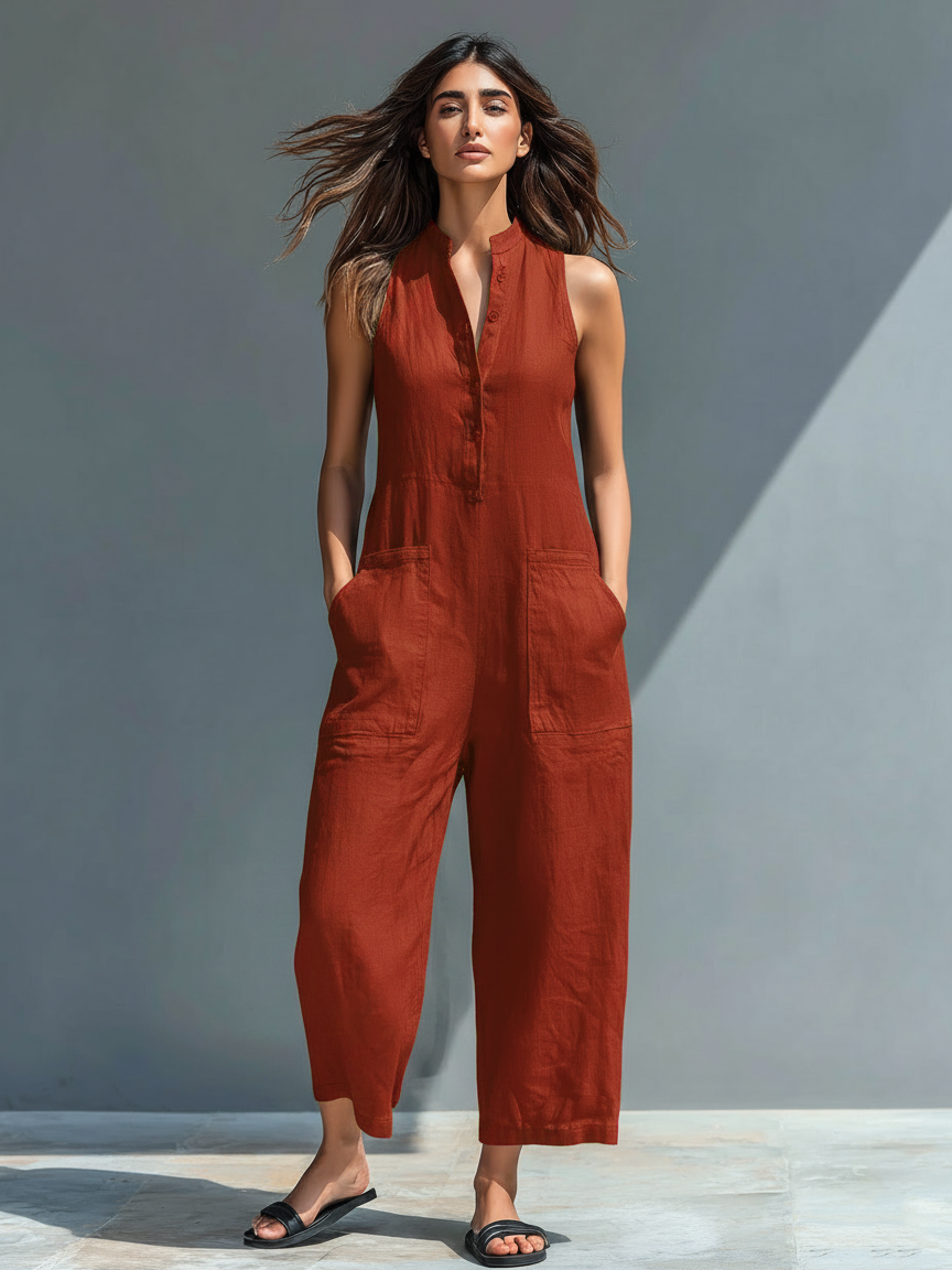 Solid Straight Cut Jumpsuit - view 6