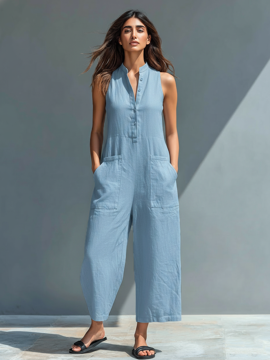 Solid Straight Cut Jumpsuit - view 7
