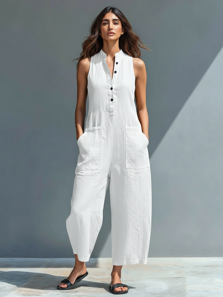 Solid Straight Cut Jumpsuit - view 4