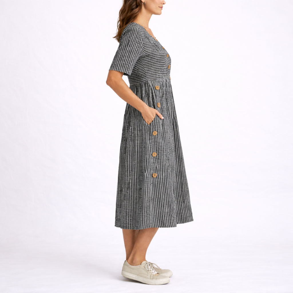 Striped Midi Dress - relaxed pose