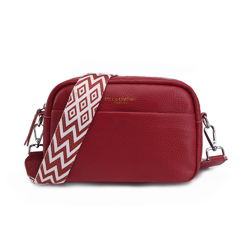 Leather Crossbody Bag - Red