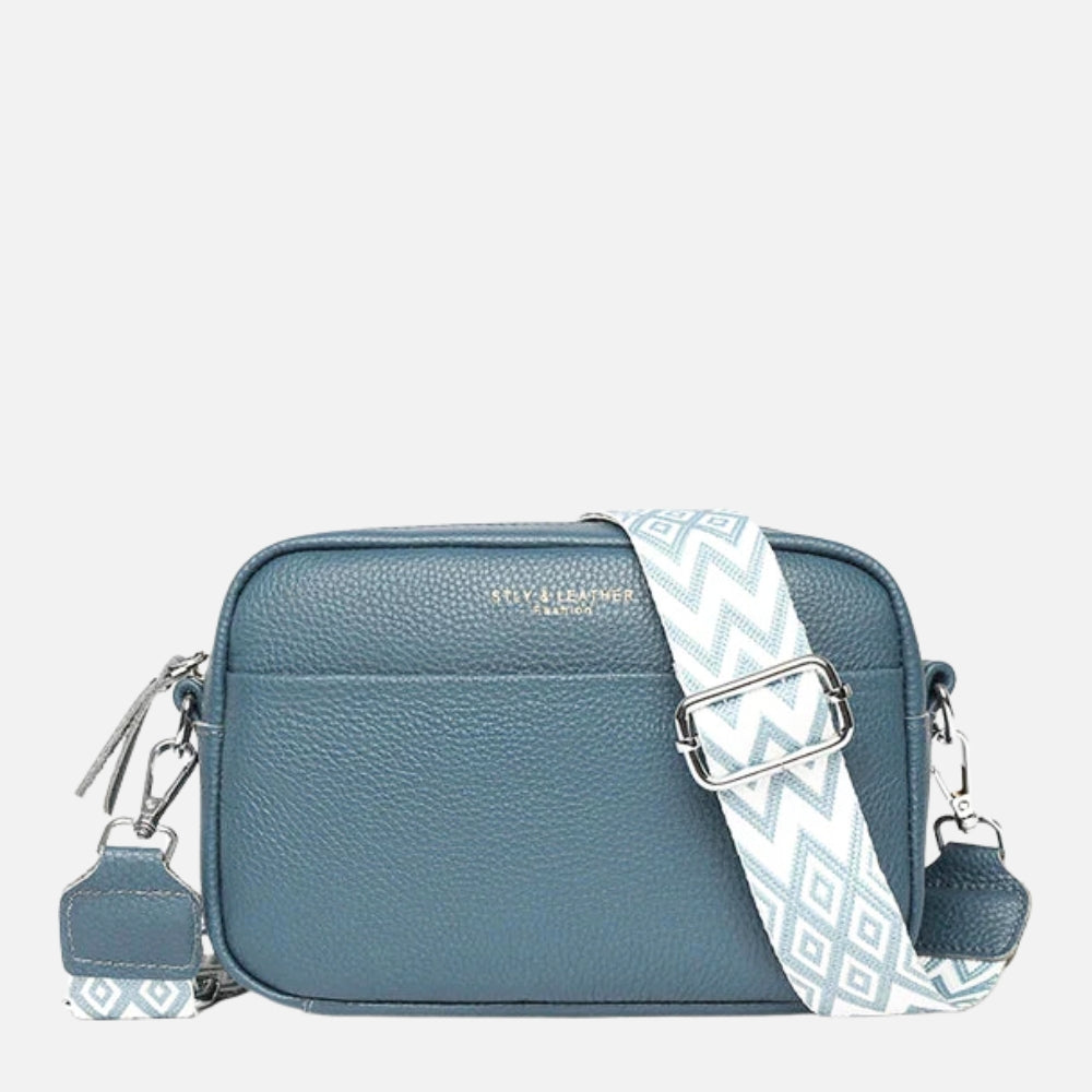Leather Crossbody Bag - Blue
