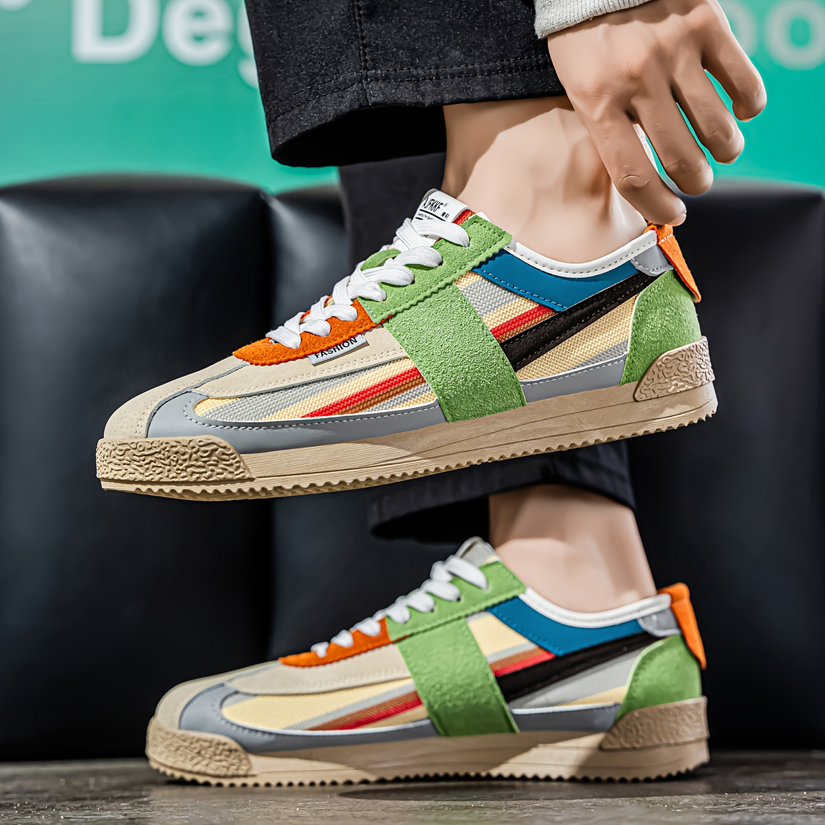 Hensen Retro Sneakers - suede and mesh detail