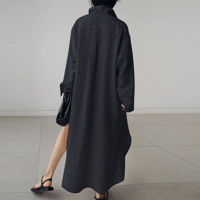 Oversized Cotton Shirt Dress - Black lifestyle