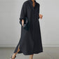 Oversized Cotton Shirt Dress - Black detail
