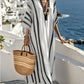 Elegant Mediterranean Long Kaftan Dress - Black and White