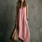 Relaxed Linen Maxi Dress - Pink