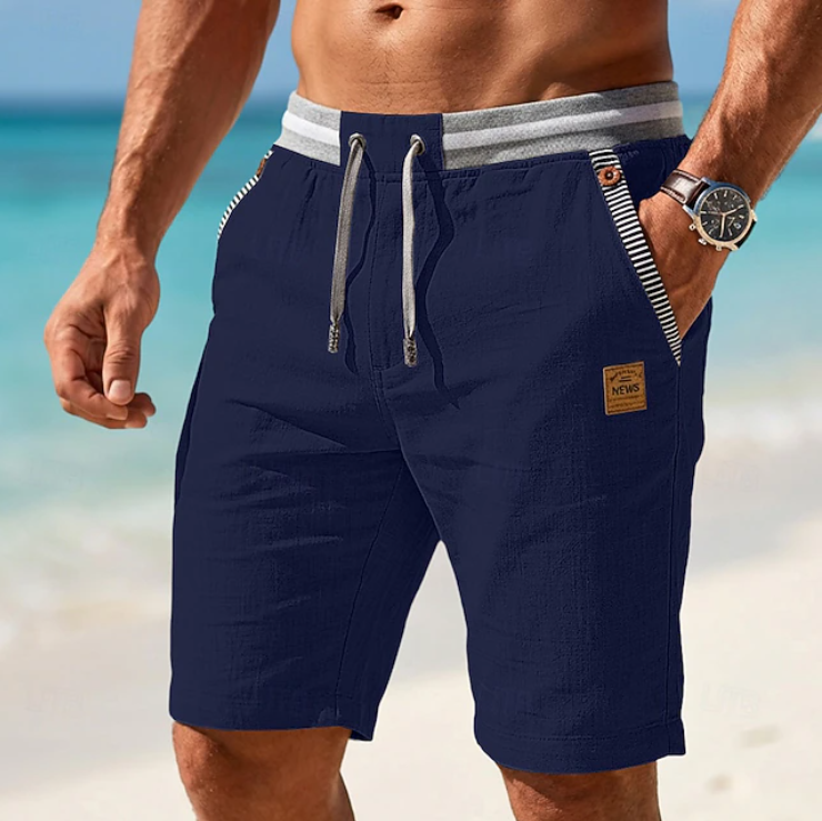 Men's Drawstring Summer Shorts - Navy Blue